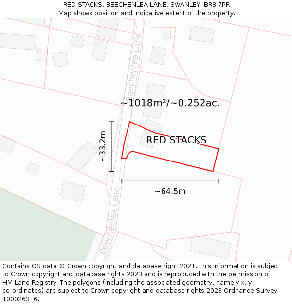 RED STACKS, BEECHENLEA LANE, SWANLEY, BR8 7PR: Plot and title map