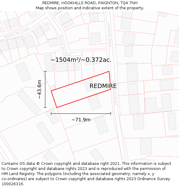 REDMIRE, HOOKHILLS ROAD, PAIGNTON, TQ4 7NH: Plot and title map