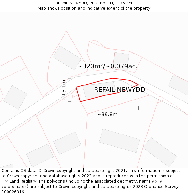 REFAIL NEWYDD, PENTRAETH, LL75 8YF: Plot and title map
