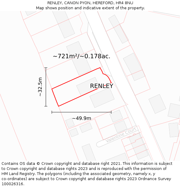 RENLEY, CANON PYON, HEREFORD, HR4 8NU: Plot and title map