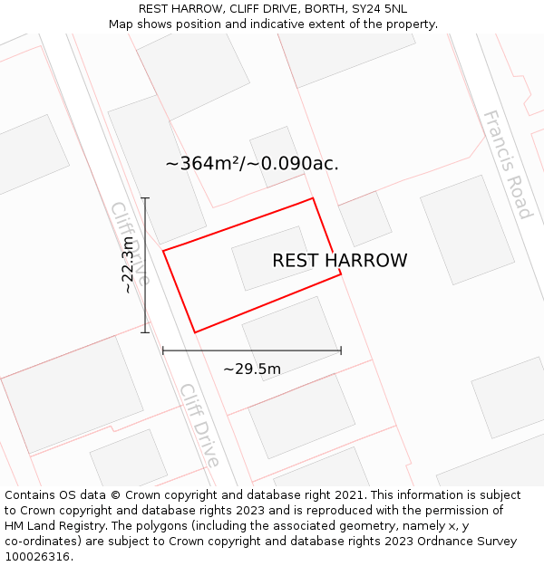 REST HARROW, CLIFF DRIVE, BORTH, SY24 5NL: Plot and title map