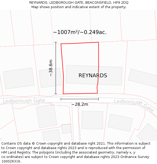 REYNARDS, LEDBOROUGH GATE, BEACONSFIELD, HP9 2DQ: Plot and title map