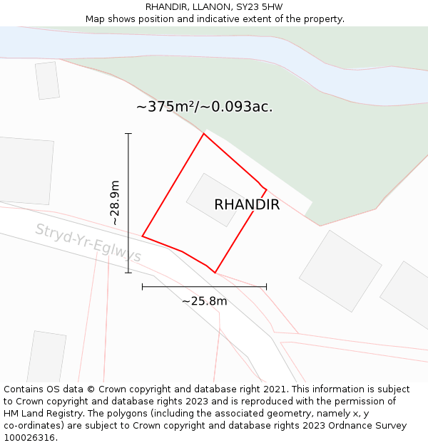 RHANDIR, LLANON, SY23 5HW: Plot and title map