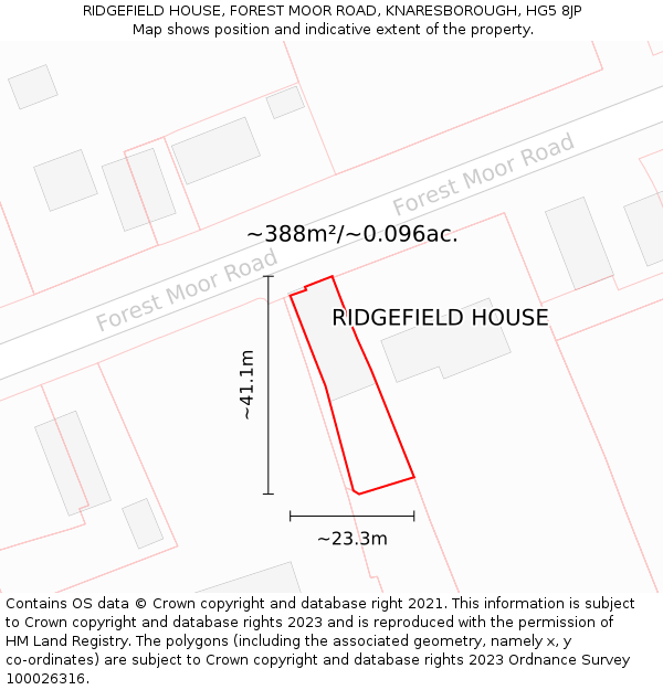 RIDGEFIELD HOUSE, FOREST MOOR ROAD, KNARESBOROUGH, HG5 8JP: Plot and title map