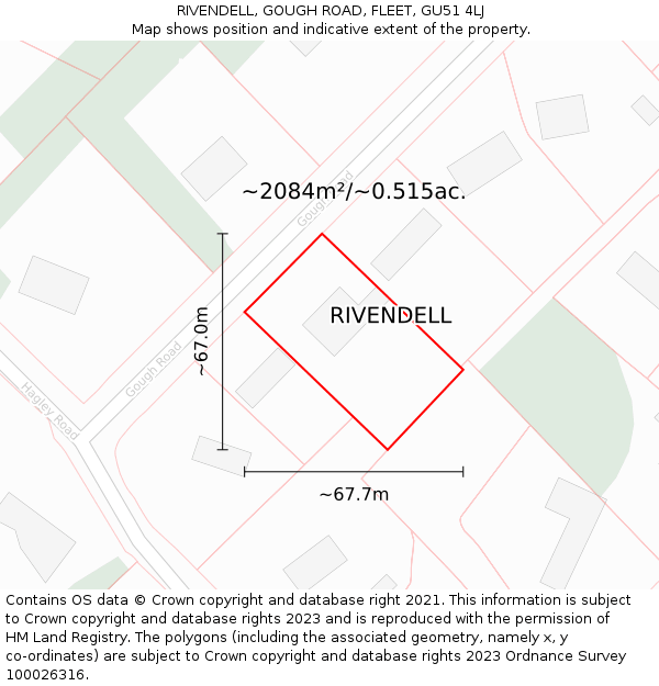RIVENDELL, GOUGH ROAD, FLEET, GU51 4LJ: Plot and title map