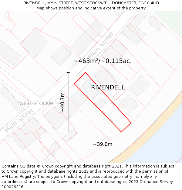 RIVENDELL, MAIN STREET, WEST STOCKWITH, DONCASTER, DN10 4HB: Plot and title map