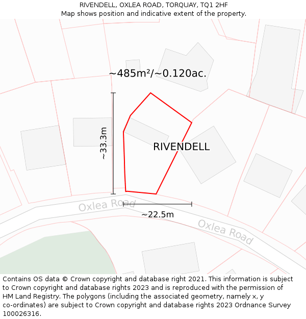 RIVENDELL, OXLEA ROAD, TORQUAY, TQ1 2HF: Plot and title map