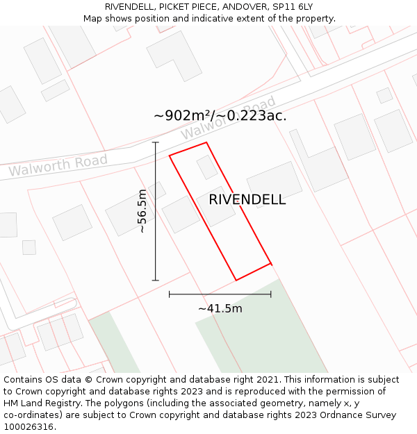 RIVENDELL, PICKET PIECE, ANDOVER, SP11 6LY: Plot and title map