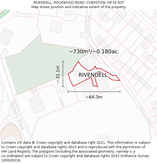 RIVENDELL, ROCKWOOD ROAD, CHEPSTOW, NP16 5DT: Plot and title map