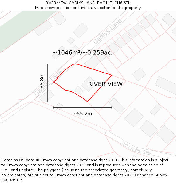 RIVER VIEW, GADLYS LANE, BAGILLT, CH6 6EH: Plot and title map