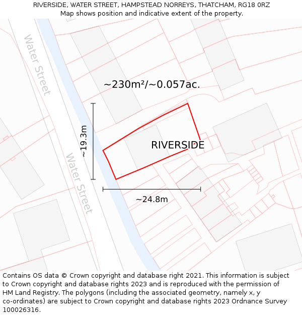 RIVERSIDE, WATER STREET, HAMPSTEAD NORREYS, THATCHAM, RG18 0RZ: Plot and title map