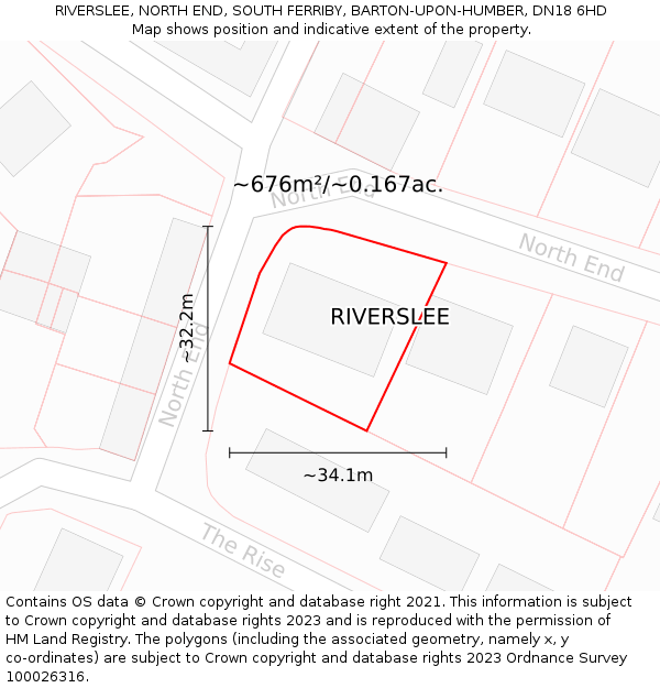 RIVERSLEE, NORTH END, SOUTH FERRIBY, BARTON-UPON-HUMBER, DN18 6HD: Plot and title map