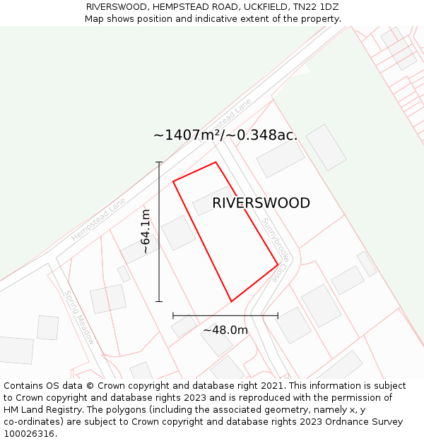 RIVERSWOOD, HEMPSTEAD ROAD, UCKFIELD, TN22 1DZ: Plot and title map