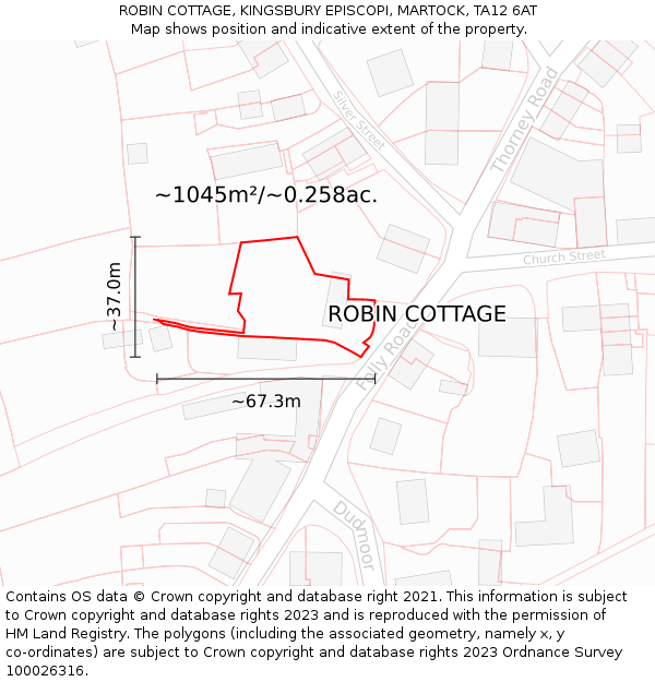 ROBIN COTTAGE, KINGSBURY EPISCOPI, MARTOCK, TA12 6AT: Plot and title map