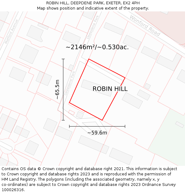 ROBIN HILL, DEEPDENE PARK, EXETER, EX2 4PH: Plot and title map