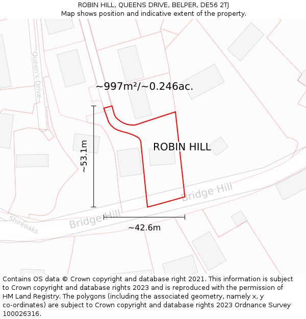 ROBIN HILL, QUEENS DRIVE, BELPER, DE56 2TJ: Plot and title map