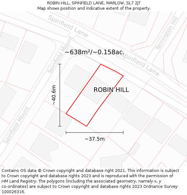 ROBIN HILL, SPINFIELD LANE, MARLOW, SL7 2JT: Plot and title map