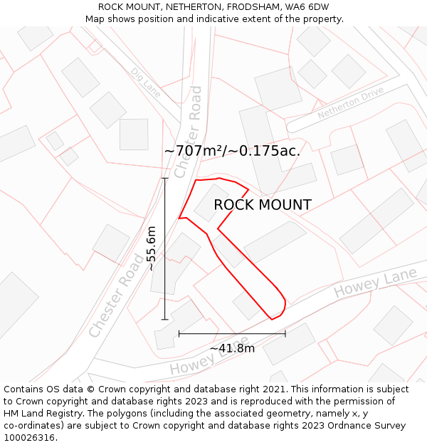 ROCK MOUNT, NETHERTON, FRODSHAM, WA6 6DW: Plot and title map