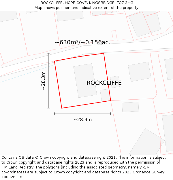 ROCKCLIFFE, HOPE COVE, KINGSBRIDGE, TQ7 3HG: Plot and title map