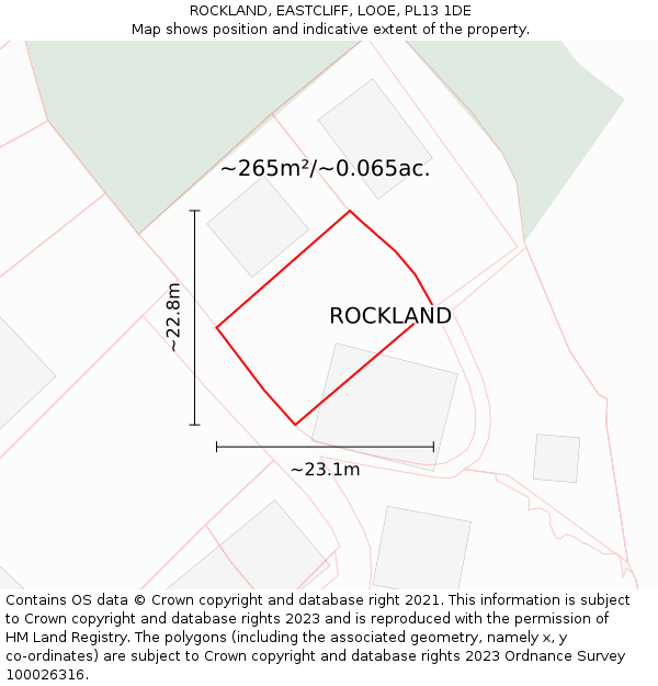 ROCKLAND, EASTCLIFF, LOOE, PL13 1DE: Plot and title map