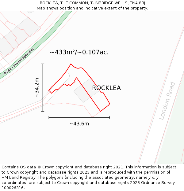 ROCKLEA, THE COMMON, TUNBRIDGE WELLS, TN4 8BJ: Plot and title map