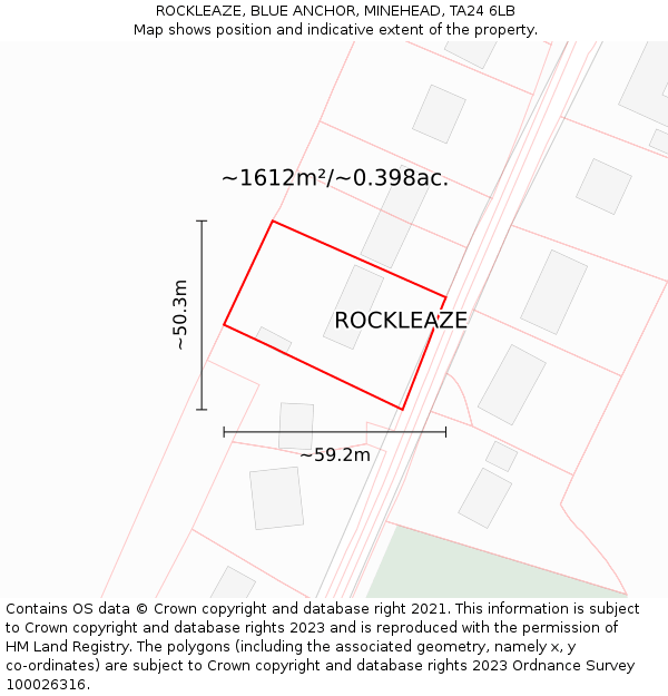 ROCKLEAZE, BLUE ANCHOR, MINEHEAD, TA24 6LB: Plot and title map