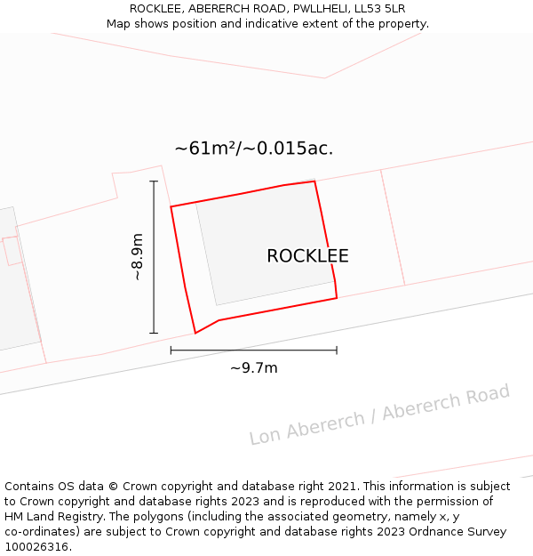 ROCKLEE, ABERERCH ROAD, PWLLHELI, LL53 5LR: Plot and title map