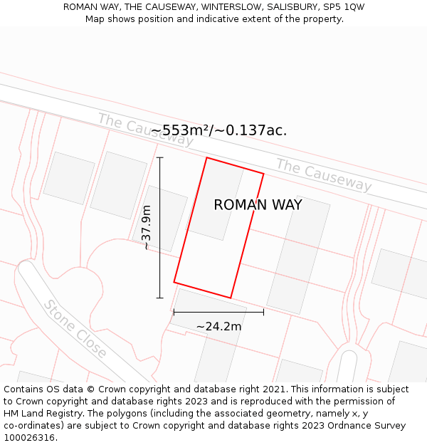 ROMAN WAY, THE CAUSEWAY, WINTERSLOW, SALISBURY, SP5 1QW: Plot and title map