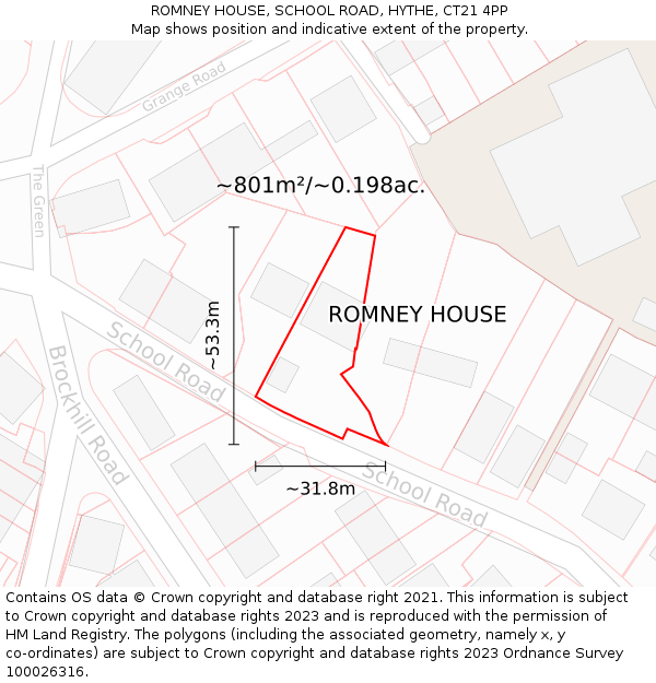 ROMNEY HOUSE, SCHOOL ROAD, HYTHE, CT21 4PP: Plot and title map