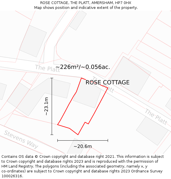 ROSE COTTAGE, THE PLATT, AMERSHAM, HP7 0HX: Plot and title map