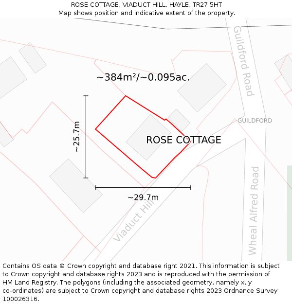 ROSE COTTAGE, VIADUCT HILL, HAYLE, TR27 5HT: Plot and title map