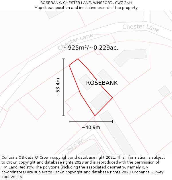 ROSEBANK, CHESTER LANE, WINSFORD, CW7 2NH: Plot and title map