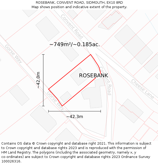 ROSEBANK, CONVENT ROAD, SIDMOUTH, EX10 8RD: Plot and title map