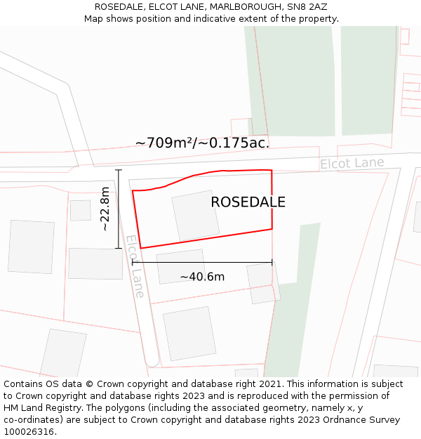 ROSEDALE, ELCOT LANE, MARLBOROUGH, SN8 2AZ: Plot and title map