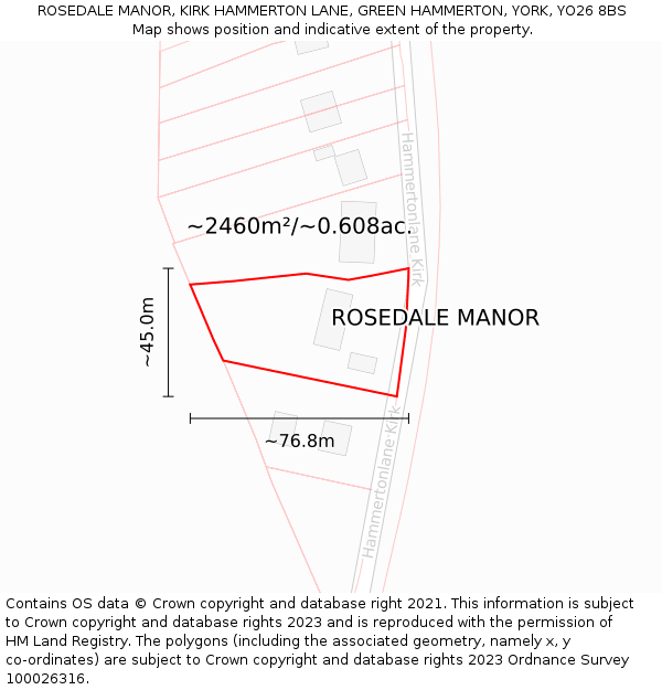 ROSEDALE MANOR, KIRK HAMMERTON LANE, GREEN HAMMERTON, YORK, YO26 8BS: Plot and title map