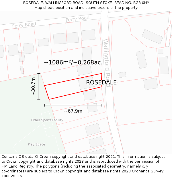 ROSEDALE, WALLINGFORD ROAD, SOUTH STOKE, READING, RG8 0HY: Plot and title map