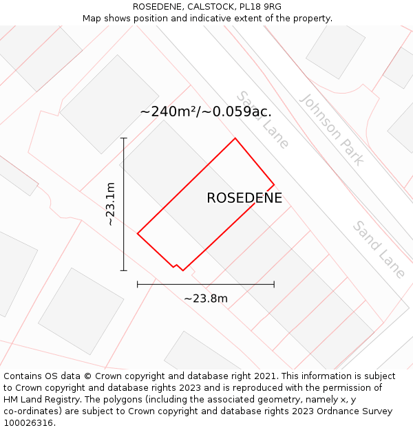 ROSEDENE, CALSTOCK, PL18 9RG: Plot and title map