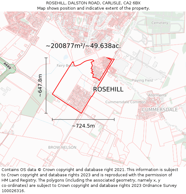 ROSEHILL, DALSTON ROAD, CARLISLE, CA2 6BX: Plot and title map