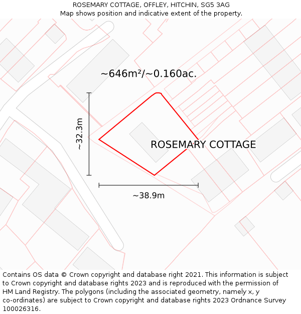 ROSEMARY COTTAGE, OFFLEY, HITCHIN, SG5 3AG: Plot and title map