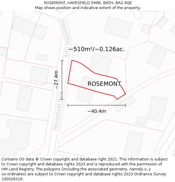 ROSEMONT, HAYESFIELD PARK, BATH, BA2 4QE: Plot and title map