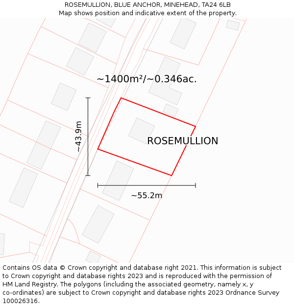 ROSEMULLION, BLUE ANCHOR, MINEHEAD, TA24 6LB: Plot and title map