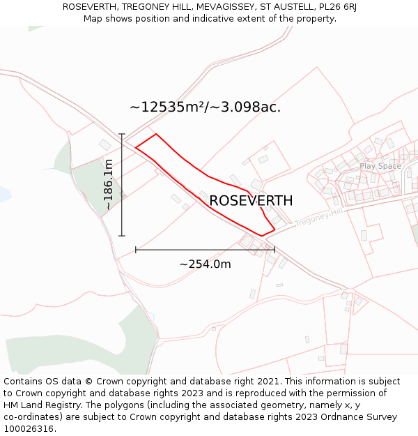 ROSEVERTH, TREGONEY HILL, MEVAGISSEY, ST AUSTELL, PL26 6RJ: Plot and title map