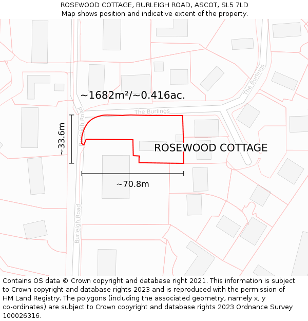 ROSEWOOD COTTAGE, BURLEIGH ROAD, ASCOT, SL5 7LD: Plot and title map