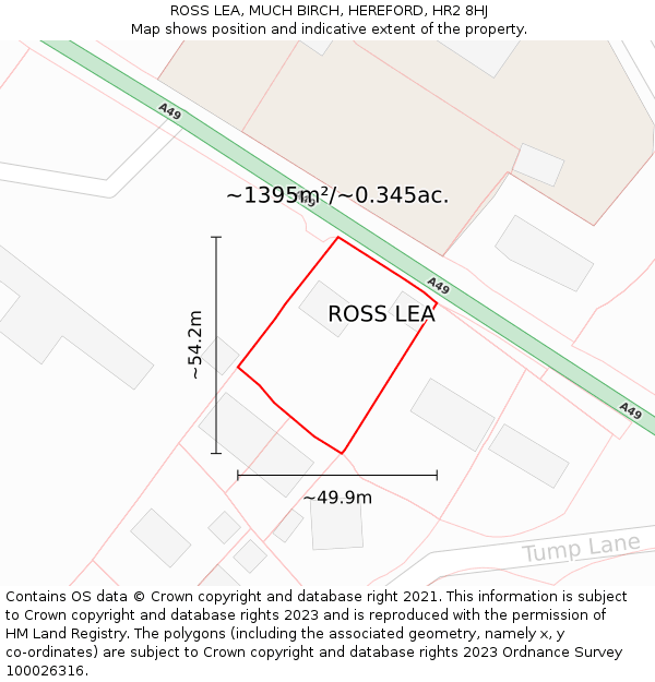 ROSS LEA, MUCH BIRCH, HEREFORD, HR2 8HJ: Plot and title map