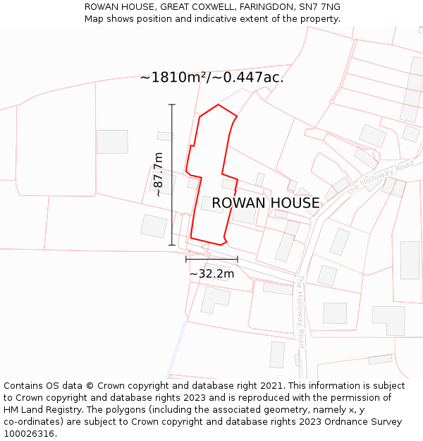 ROWAN HOUSE, GREAT COXWELL, FARINGDON, SN7 7NG: Plot and title map