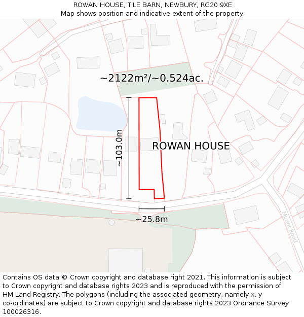 ROWAN HOUSE, TILE BARN, NEWBURY, RG20 9XE: Plot and title map