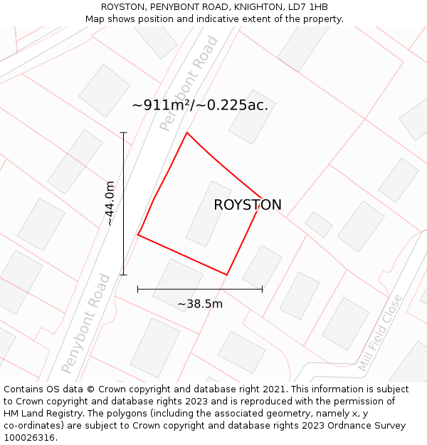 ROYSTON, PENYBONT ROAD, KNIGHTON, LD7 1HB: Plot and title map