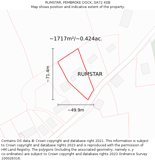 RUMSTAR, PEMBROKE DOCK, SA72 4SB: Plot and title map