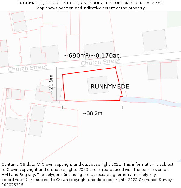 RUNNYMEDE, CHURCH STREET, KINGSBURY EPISCOPI, MARTOCK, TA12 6AU: Plot and title map