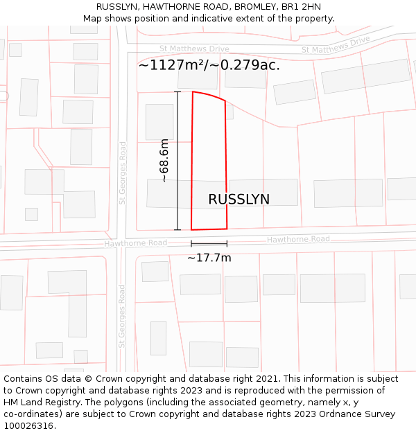 RUSSLYN, HAWTHORNE ROAD, BROMLEY, BR1 2HN: Plot and title map